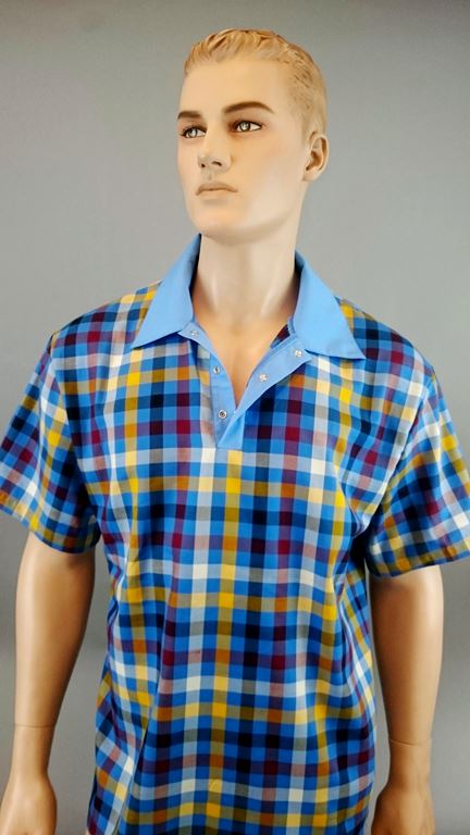 Рубашка хлопковая с коротким рукавом и разноцветными клеточками